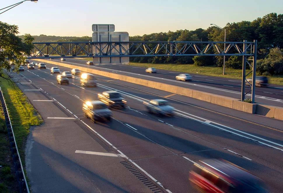 cars driving on freeway